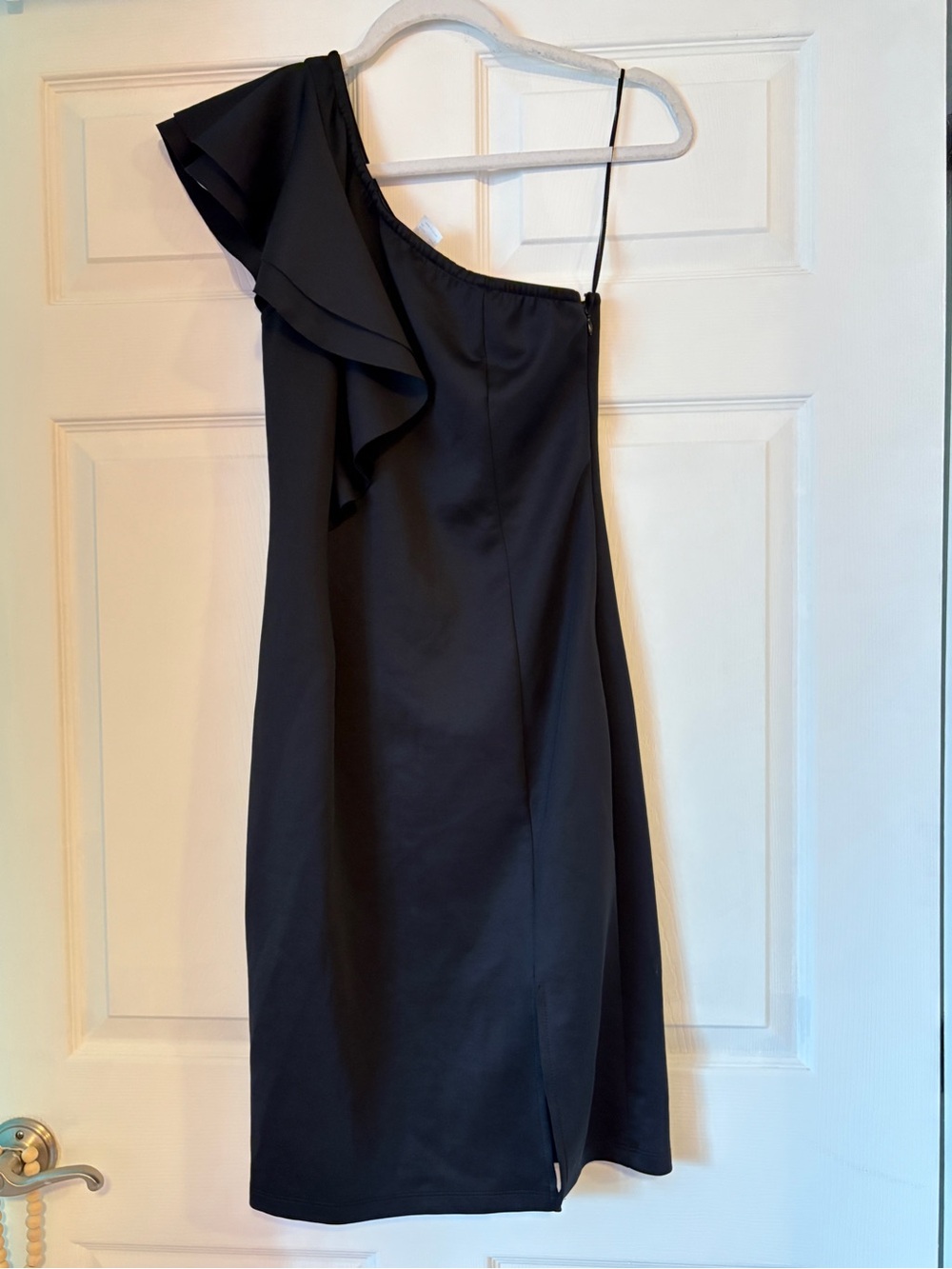 Venus One-Shoulder Black Cocktail Dress with Ruffle Detail